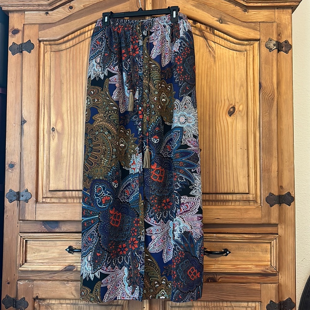 Anthropologie Vanessa Virginia paisley flower petal long skirt elastic waistband